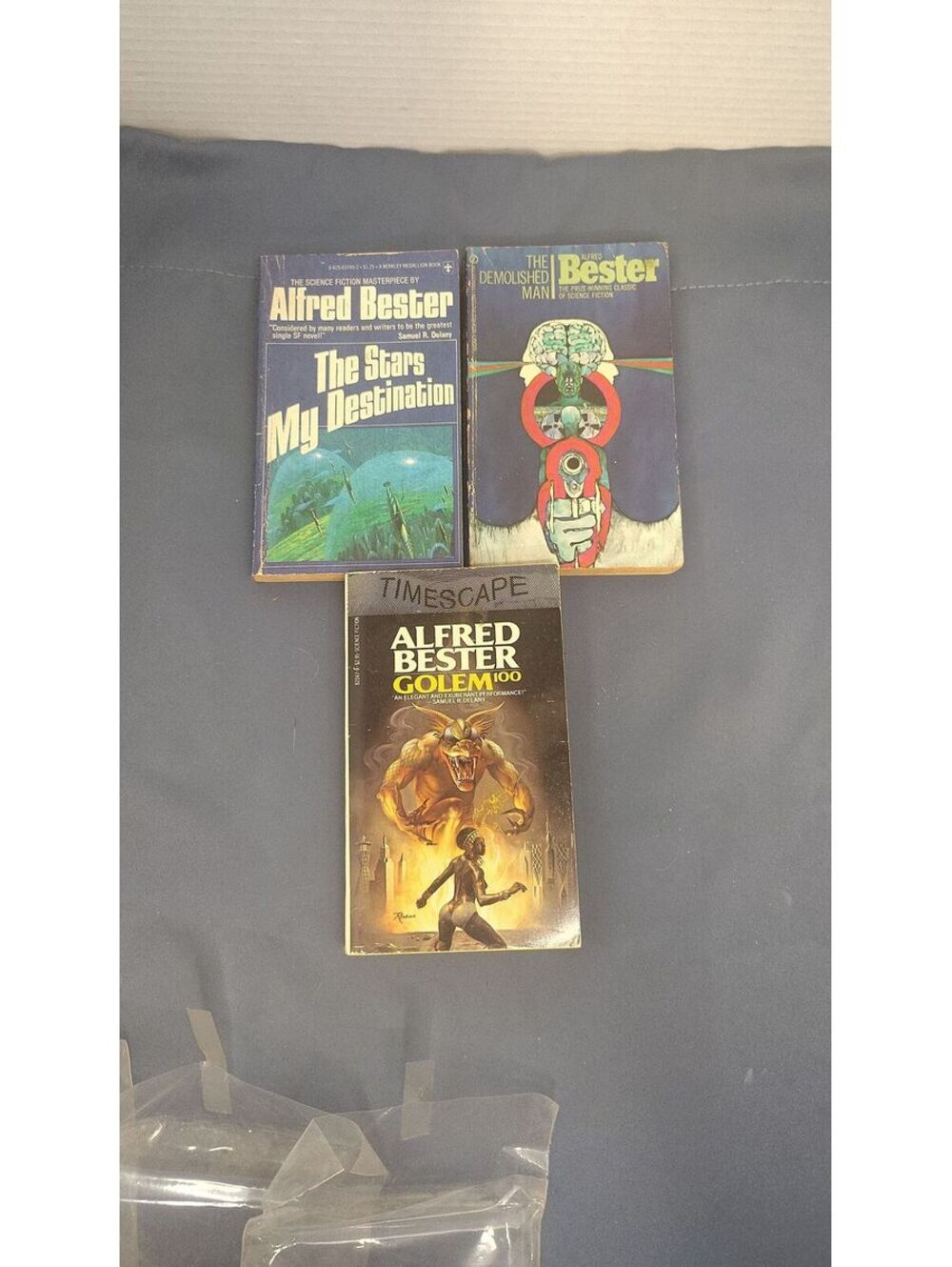 Alfred Bester 3 Book Lot Stars My Destination Demolished Man Golem100 Sci-Fi